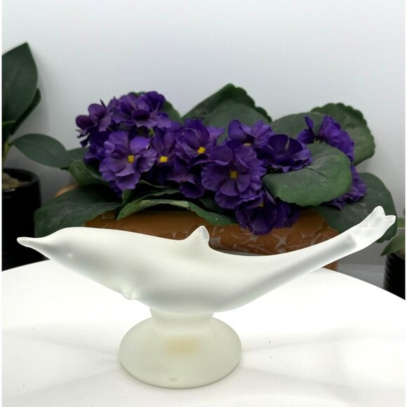 Vintage 1990's Frosted Art Glass Dolphin On Base Signed by Artist - Picture 1 of 9